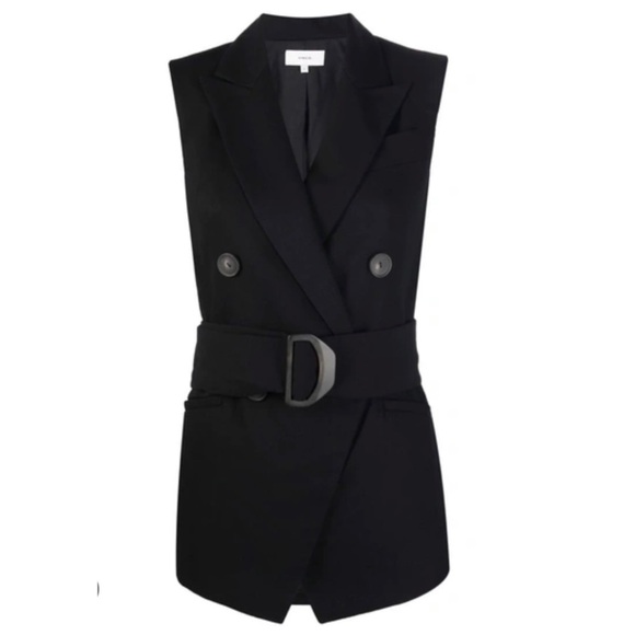 Vince Black Wool-blend Sleeveless Blazer - Picture 2 of 9